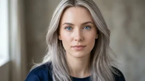 Best blonde hair colors for pale skin and blue eyes with cool-toned ash-blonde highlights.