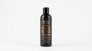 Brown Sugar Fiercely Black Tanning Lotion bottle displayed on a clean white background.