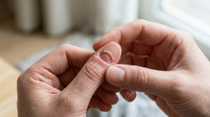 Person protecting a fingernail that is still partially attached