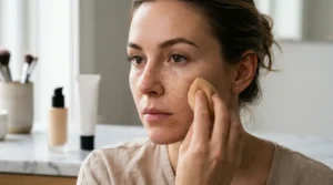 Rubbing foundation instead of pressing it causes patchy makeup
