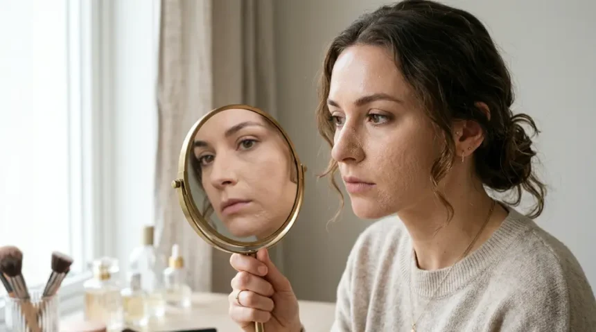 Makeup Is Separating on Face around the nose, cheeks, and forehead