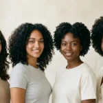 Curly hair types showing natural wavy, curly, and coily patterns.