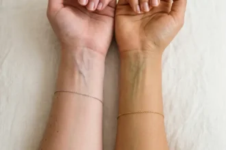 Blue vs green wrist veins showing different skin undertones