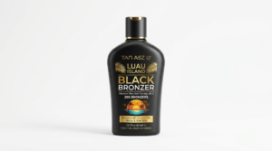 Tan Asz U Luau Island Black Bronzer tanning lotion bottle displayed on a clean white background.