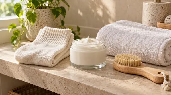 Fragrance-free foot cream and soft socks for dry cracked skin