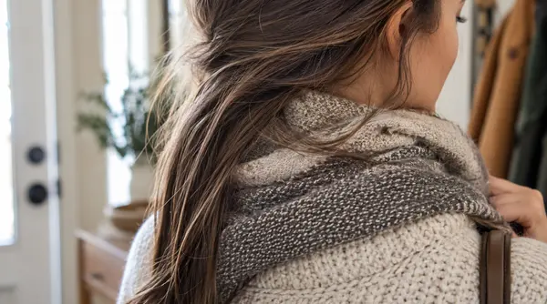Long hair rubbing against rough clothing fabric