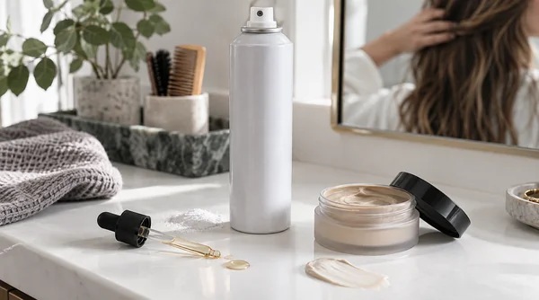 Dry shampoo, styling wax, and serum that can leave product residue.