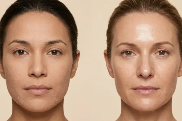 Close-up comparison of Dry vs Dehydrated Skin on two women’s faces