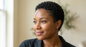 Black woman with a classic short teeny weeny afro