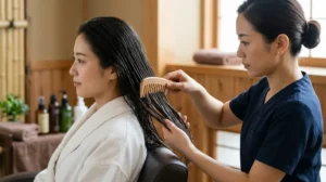 Conditioning after a Japanese scalp treatment can make hair easier to detangle.