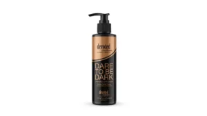 Devoted Creations Dare to Be Dark fragrance-free tanning lotion for pale and sensitive skin.