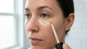 Why does my concealer crease when too much product is applied under the eyes?
