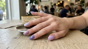Mixed lilac tones manicure featuring several coordinated lavender shades