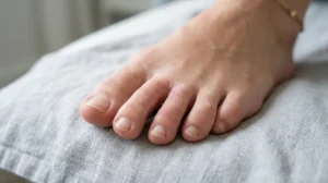 Athlete’s foot affecting the skin around the toes